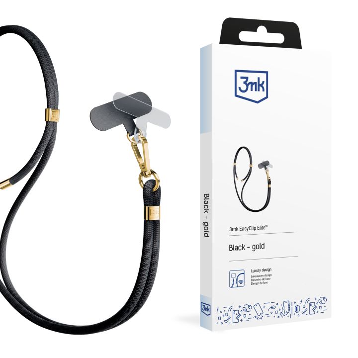 3mk Easy Clip Elite black Gold lanyard strap mobile phone