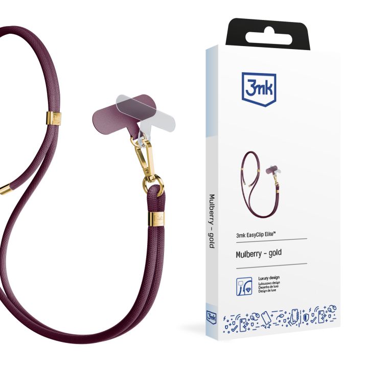 3mk Easy Clip Elite Mulberry Gold lanyard strap mobile phone