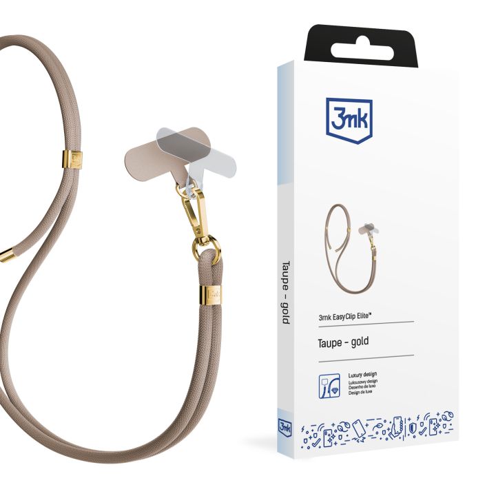 3mk Easy Clip Elite Taupe Gold lanyard strap mobile phone